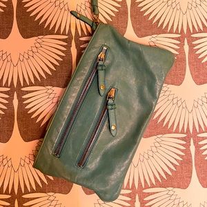 Large turquoise green HOBO International clutch (with wristlet strap)